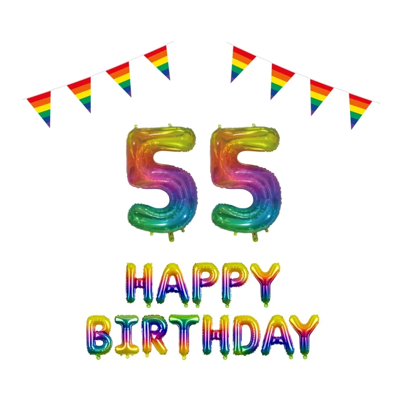 55 jaar Verjaardag Versiering Pakket Regenboog