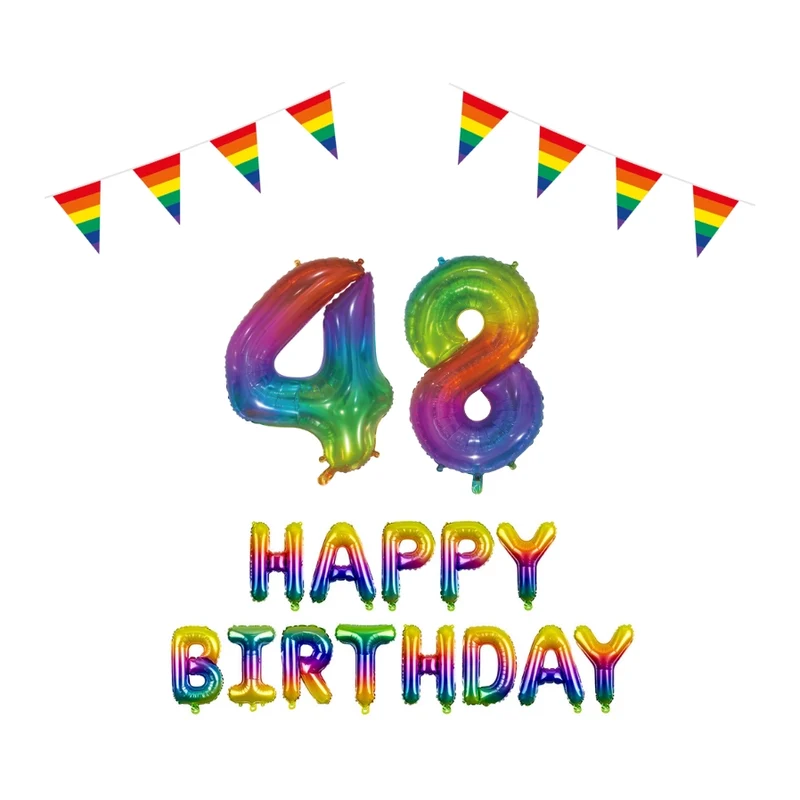 48 jaar Verjaardag Versiering Pakket Regenboog