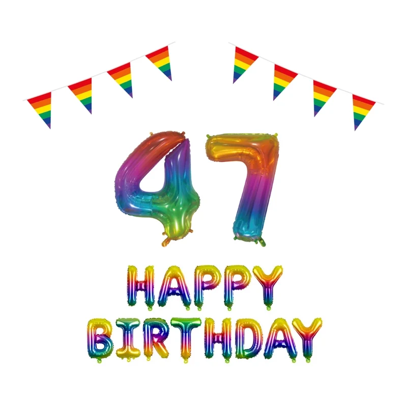 47 jaar Verjaardag Versiering Pakket Regenboog