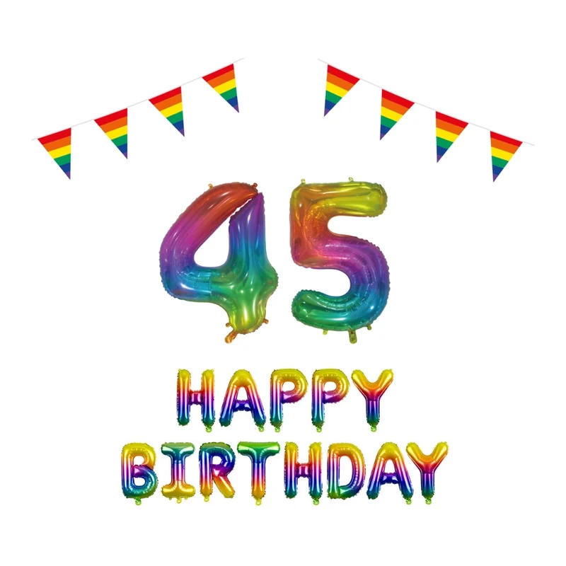 45 jaar Verjaardag Versiering Pakket Regenboog