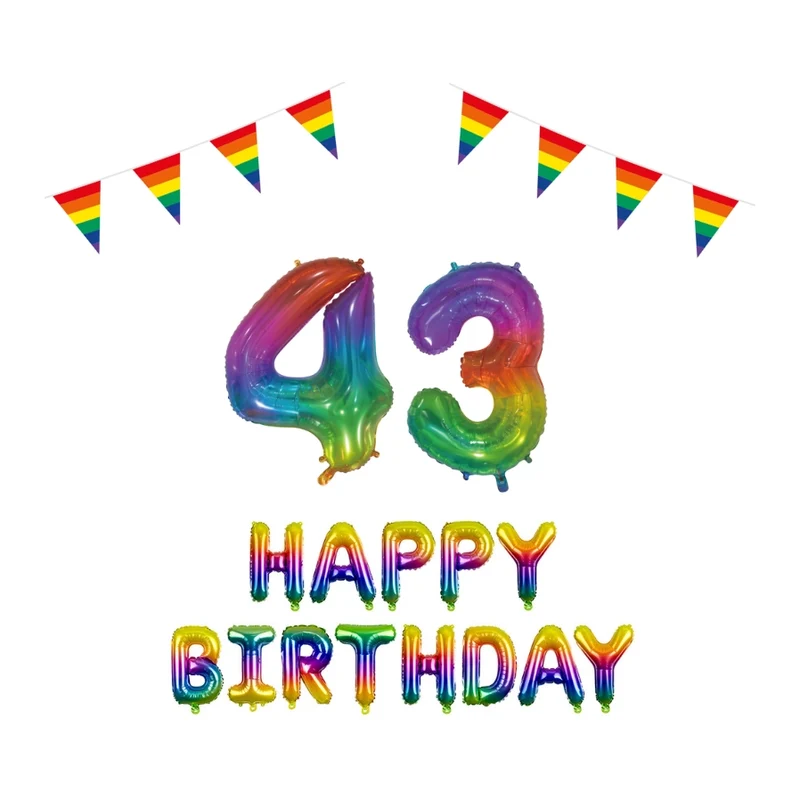 43 jaar Verjaardag Versiering Pakket Regenboog