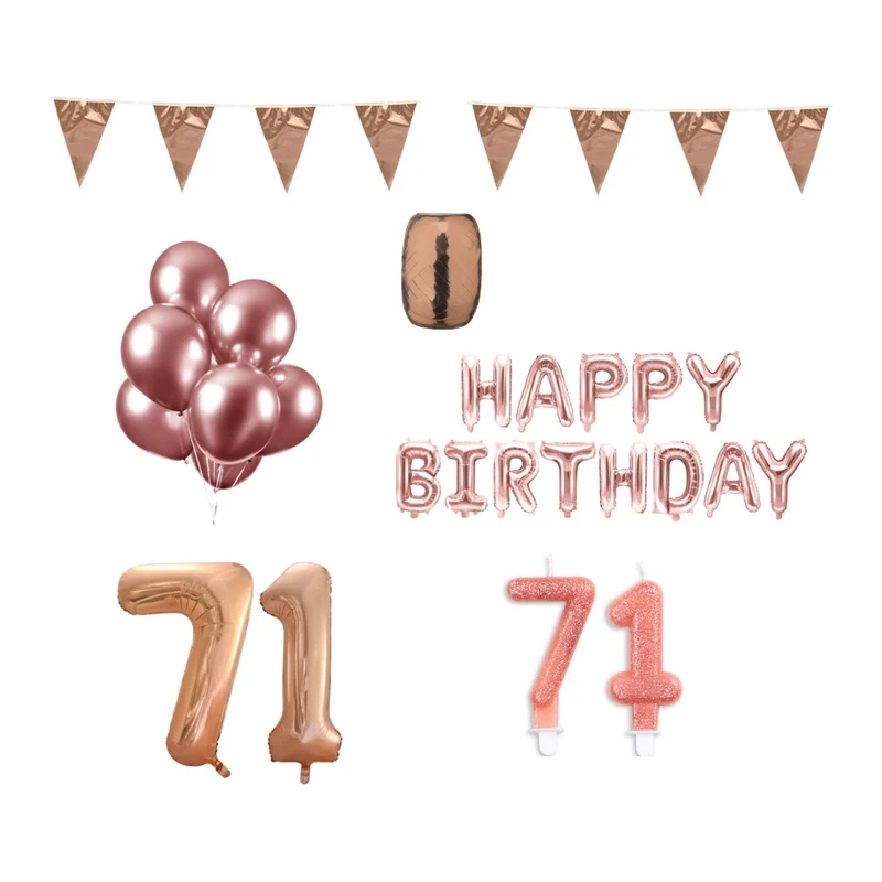 71 jaar Verjaardag Versiering Pakket Rosé Goud