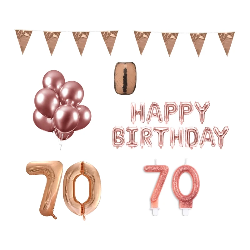 70 jaar Verjaardag Versiering Pakket Rosé Goud