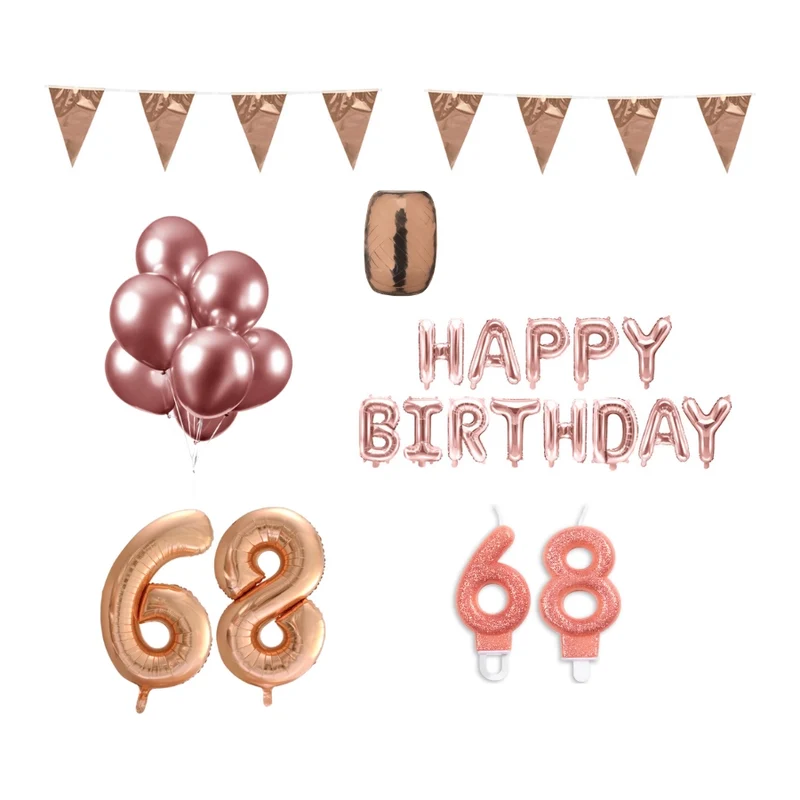 68 jaar Verjaardag Versiering Pakket Rosé Goud
