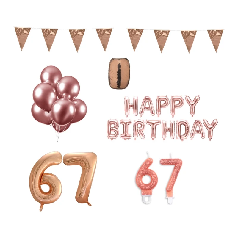 67 jaar Verjaardag Versiering Pakket Rosé Goud