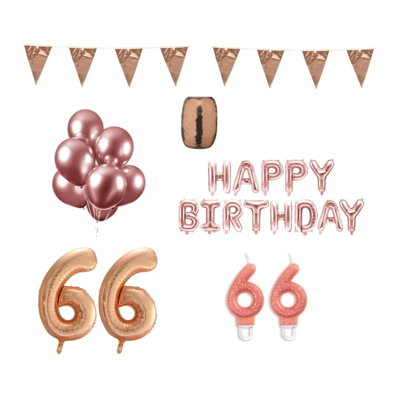 66 jaar Verjaardag Versiering Pakket Rosé Goud