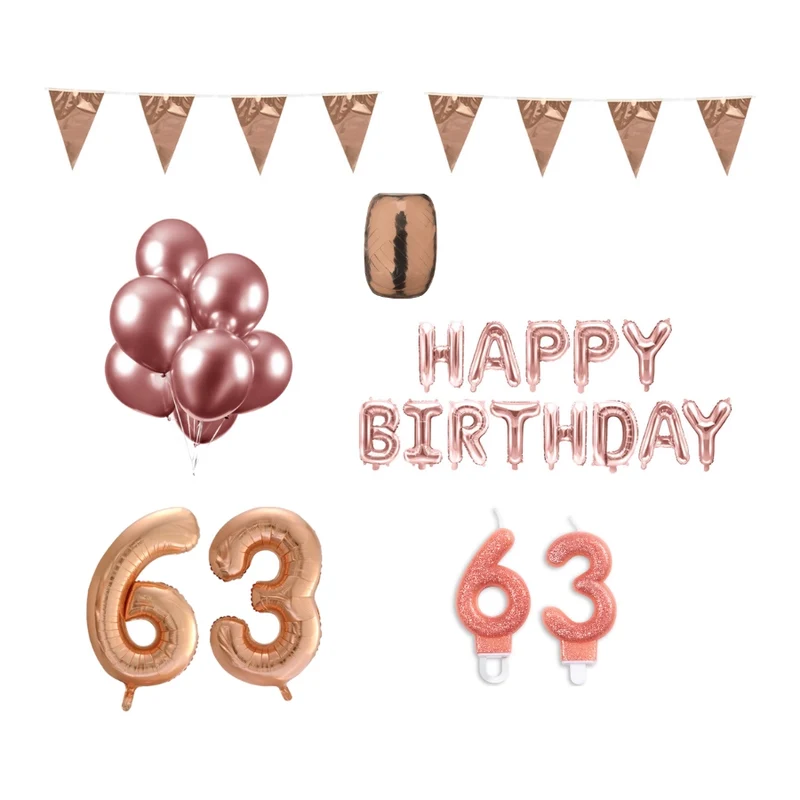 63 jaar Verjaardag Versiering Pakket Rosé Goud