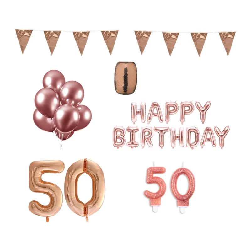 50 jaar Verjaardag Versiering Pakket Rosé Goud