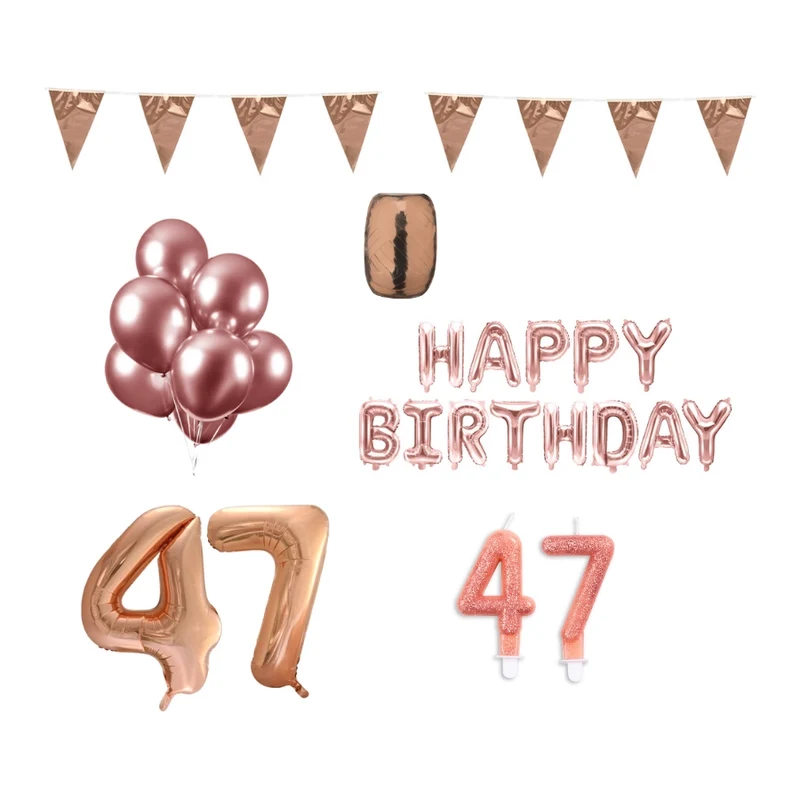 47 jaar Verjaardag Versiering Pakket Rosé Goud