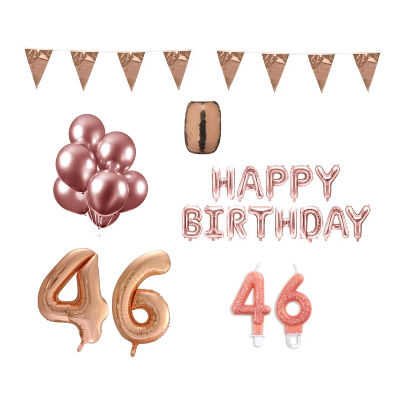 46 jaar Verjaardag Versiering Pakket Rosé Goud