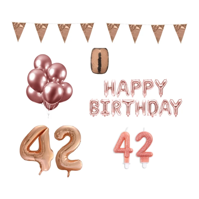 42 jaar Verjaardag Versiering Pakket Rosé Goud