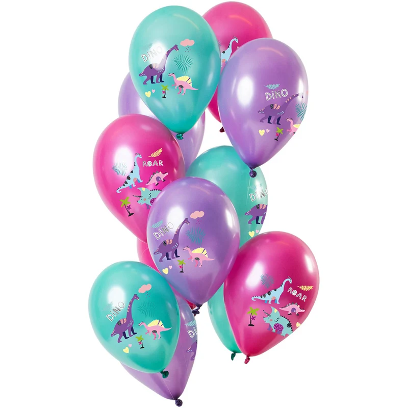 Trosje ballonnen Dino paars 12st