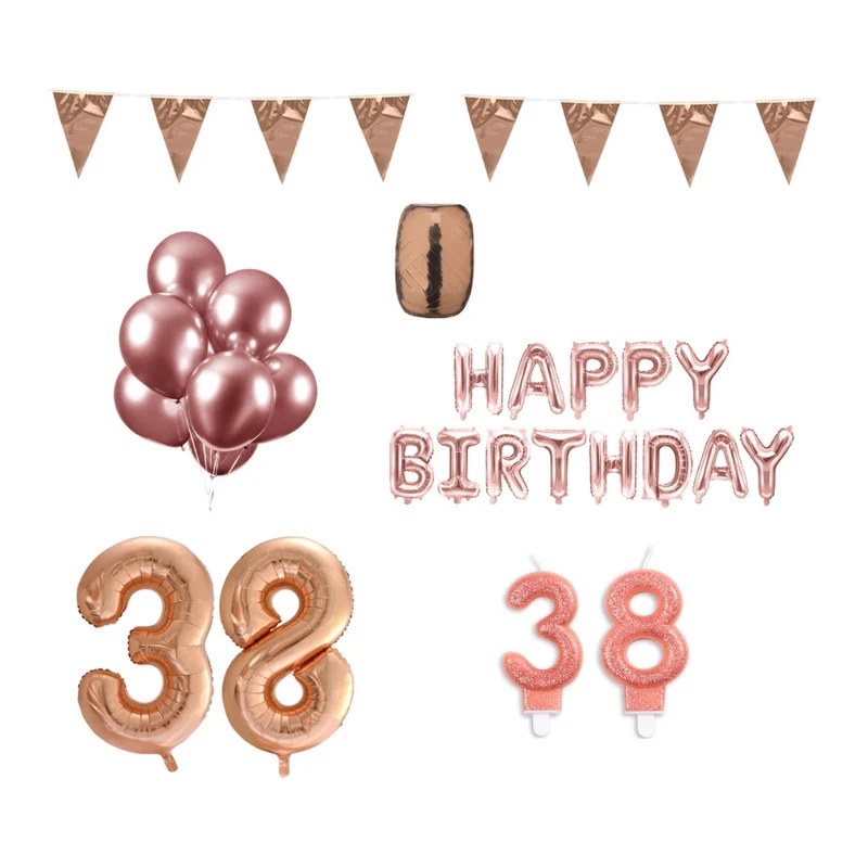38 jaar Verjaardag Versiering Pakket Rosé Goud