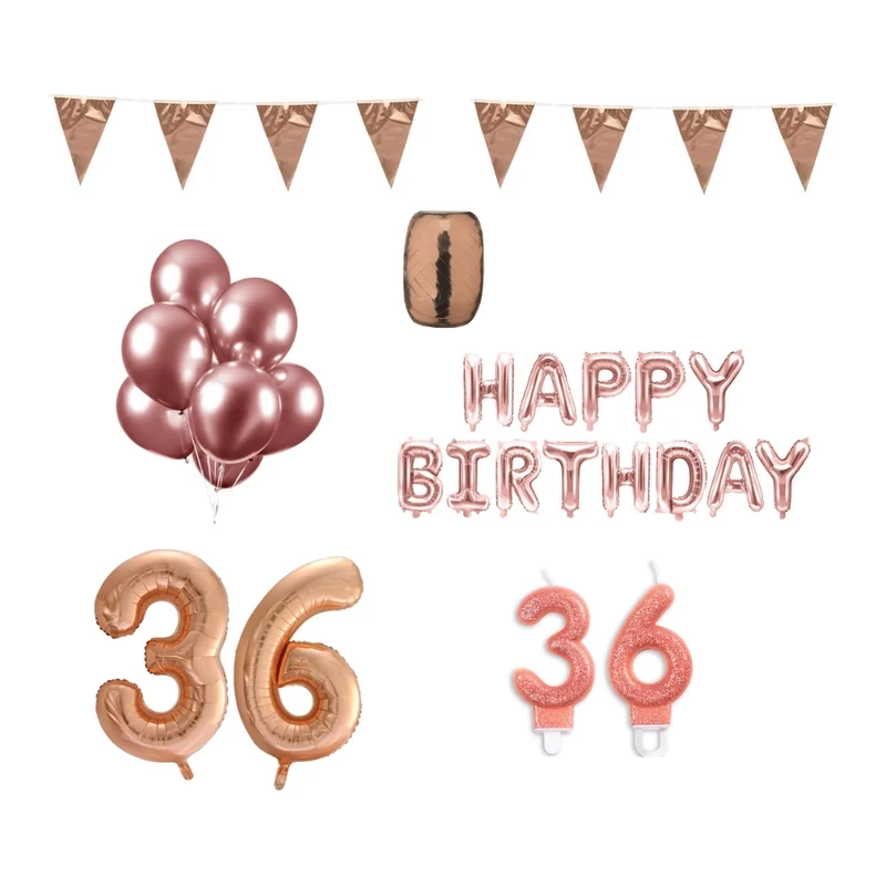 36 jaar Verjaardag Versiering Pakket Rosé Goud