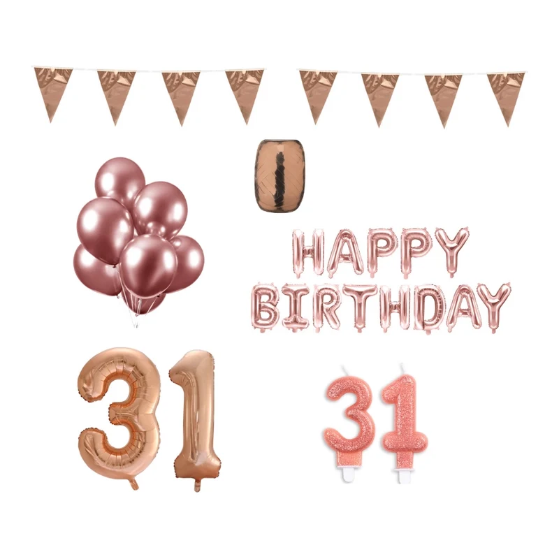 31 jaar Verjaardag Versiering Pakket Rosé Goud
