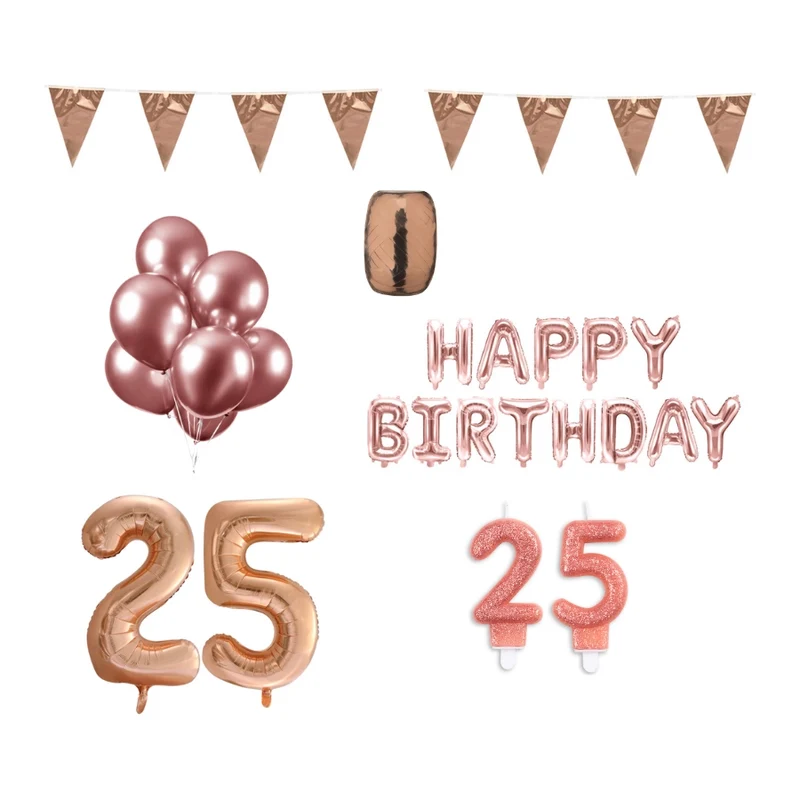 25 jaar Verjaardag Versiering Pakket Rosé Goud