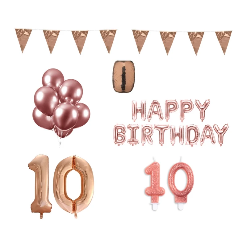 10 jaar Verjaardag Versiering Pakket Rosé Goud