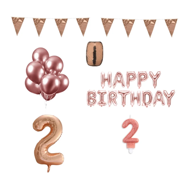 2 jaar Verjaardag Versiering Pakket Rosé Goud
