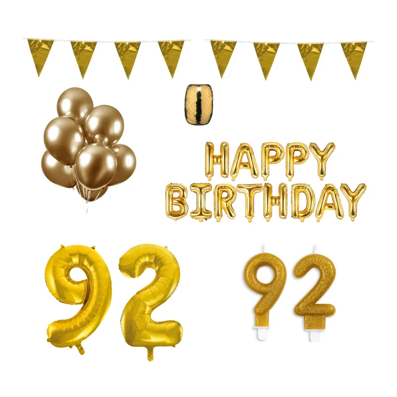 92 jaar Verjaardag Versiering Pakket Goud