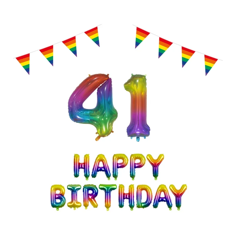 41 jaar Verjaardag Versiering Pakket Regenboog