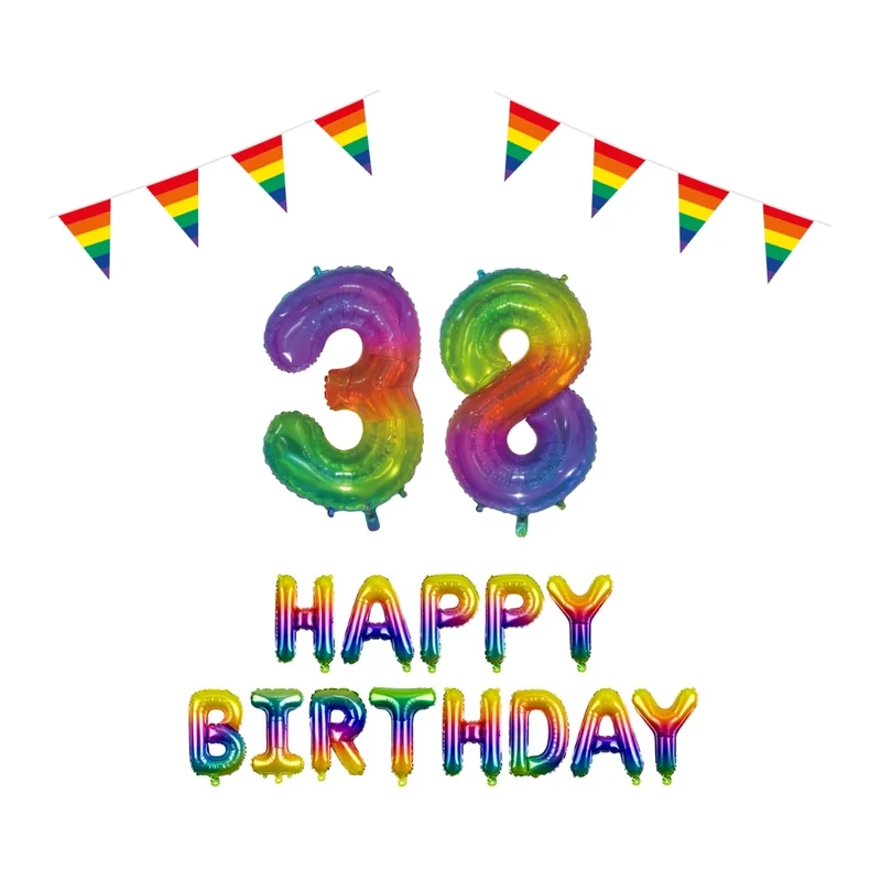 38 jaar Verjaardag Versiering Pakket Regenboog