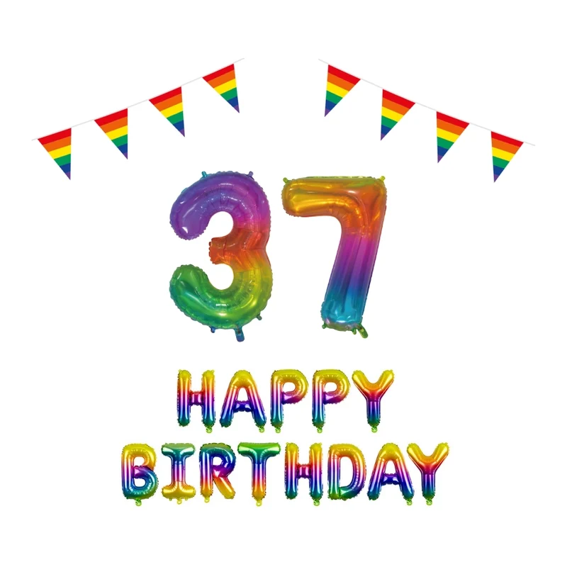 37 jaar Verjaardag Versiering Pakket Regenboog