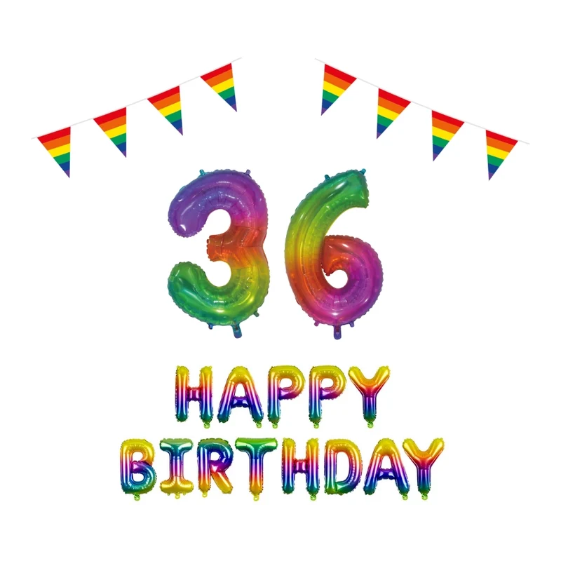 36 jaar Verjaardag Versiering Pakket Regenboog