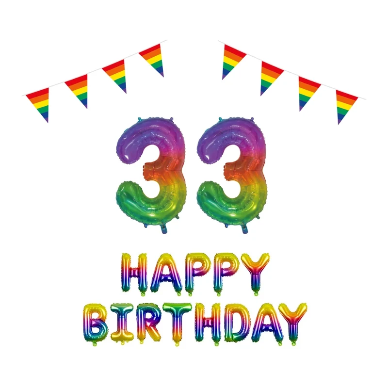 33 jaar Verjaardag Versiering Pakket Regenboog