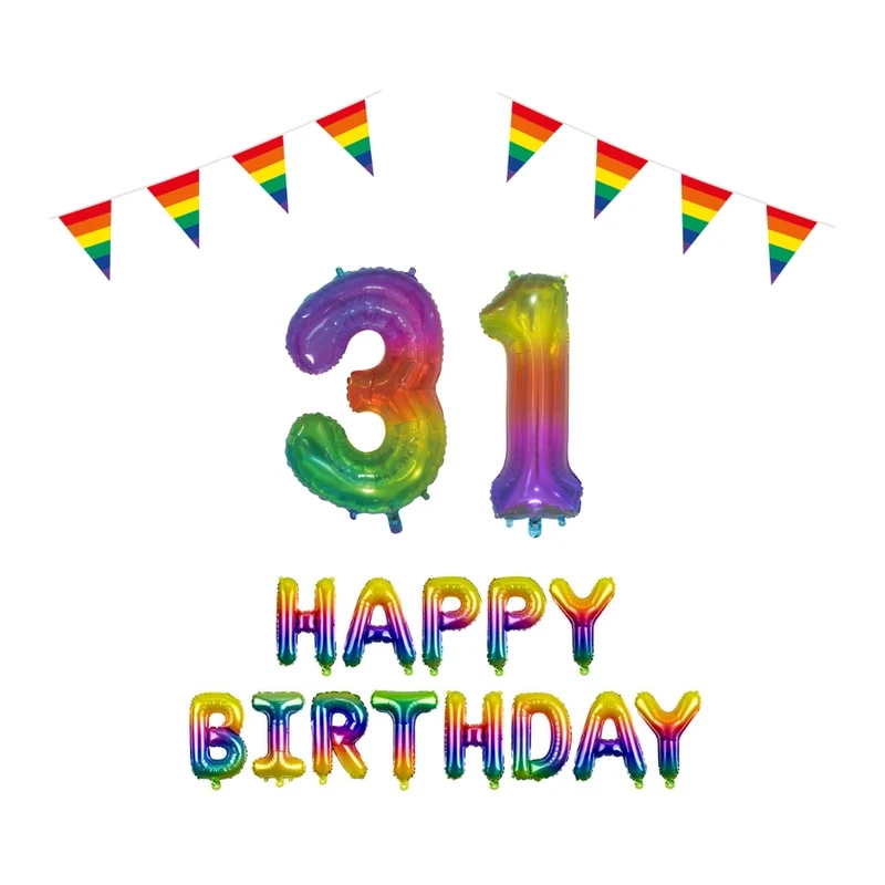 31 jaar Verjaardag Versiering Pakket Regenboog