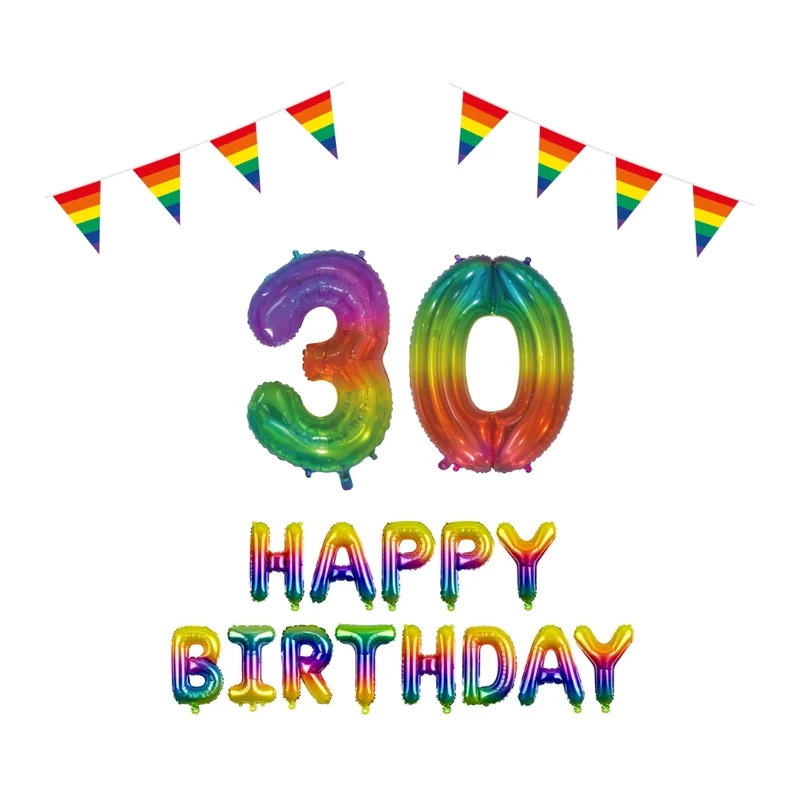 30 jaar Verjaardag Versiering Pakket Regenboog