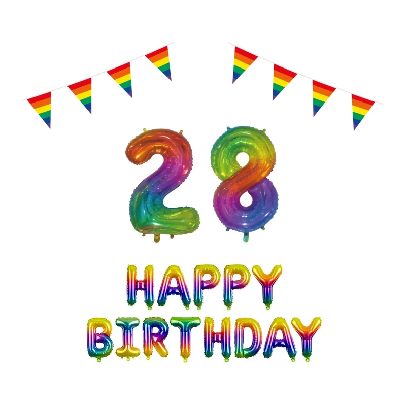 28 jaar Verjaardag Versiering Pakket Regenboog