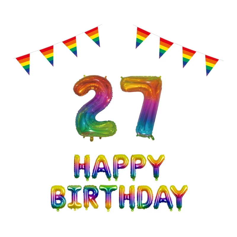 27 jaar Verjaardag Versiering Pakket Regenboog