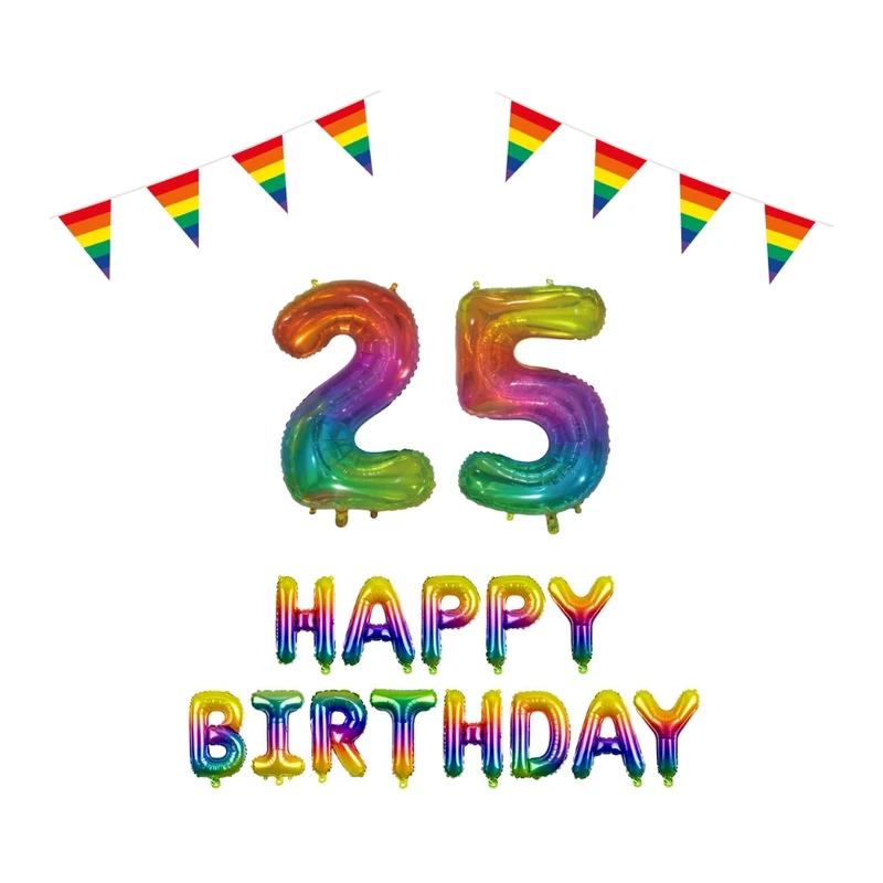 25 jaar Verjaardag Versiering Pakket Regenboog