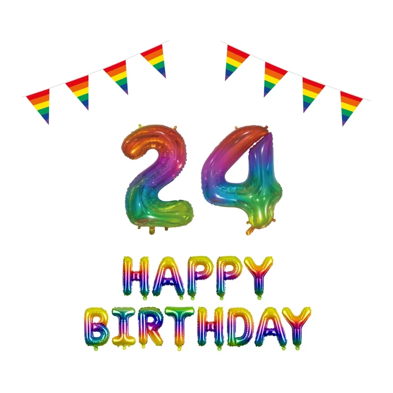 24 jaar Verjaardag Versiering Pakket Regenboog