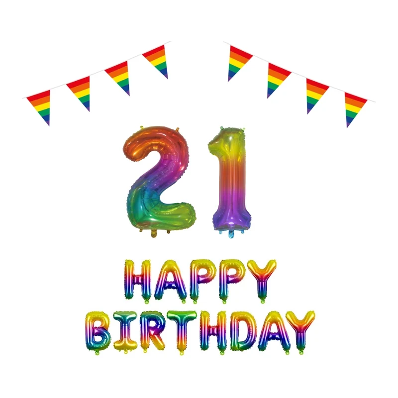 21 jaar Verjaardag Versiering Pakket Regenboog
