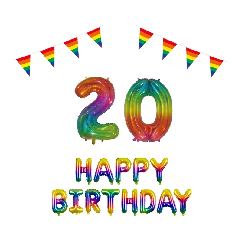20 jaar Verjaardag Versiering Pakket Regenboog