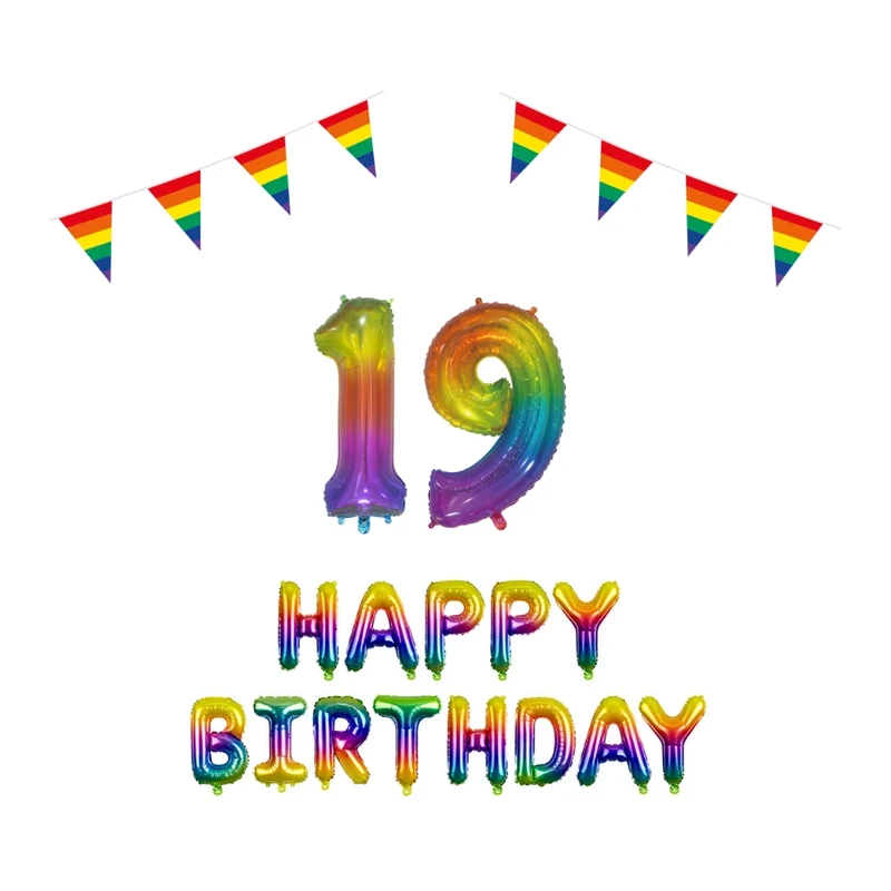 19 jaar Verjaardag Versiering Pakket Regenboog