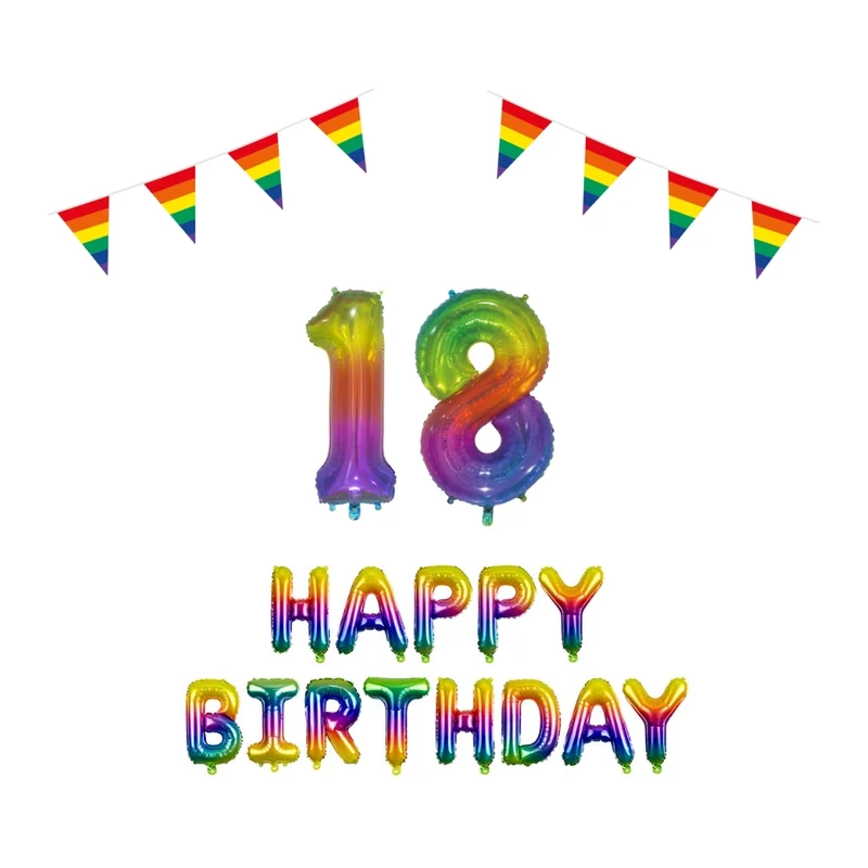 18 jaar Verjaardag Versiering Pakket Regenboog