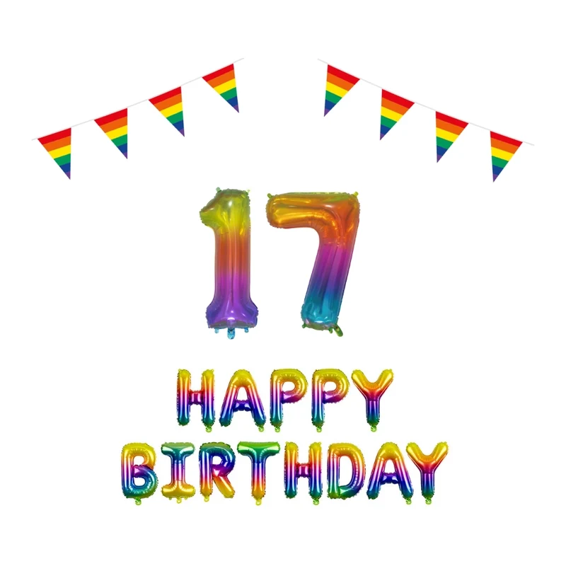 17 jaar Verjaardag Versiering Pakket Regenboog
