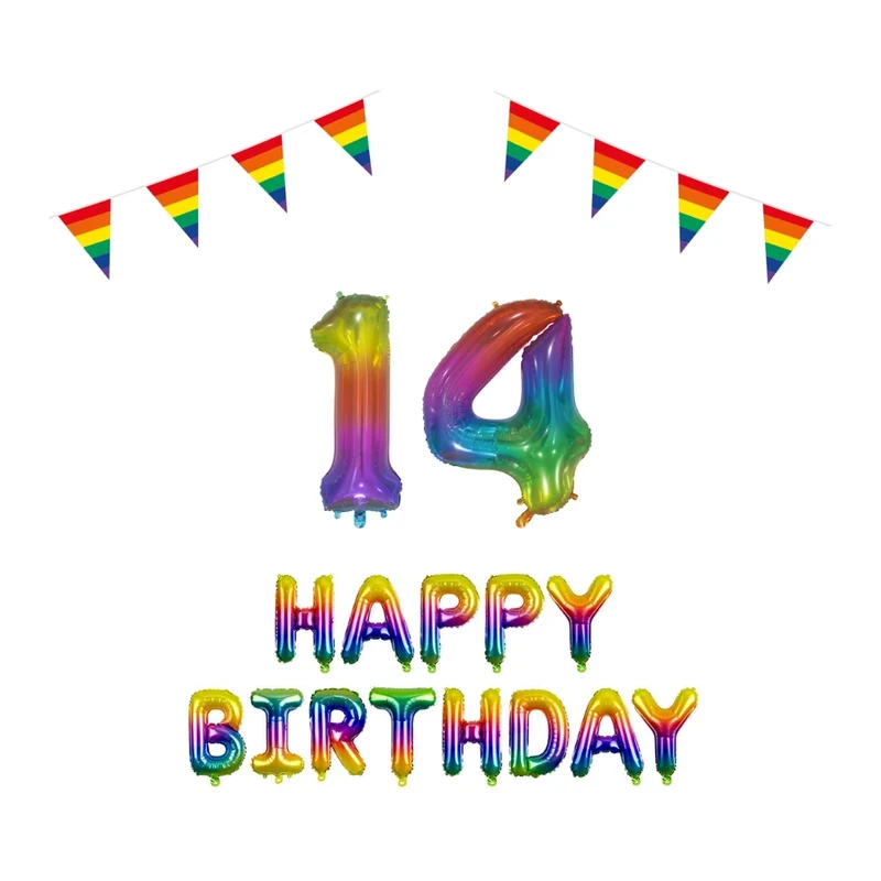 14 jaar Verjaardag Versiering Pakket Regenboog