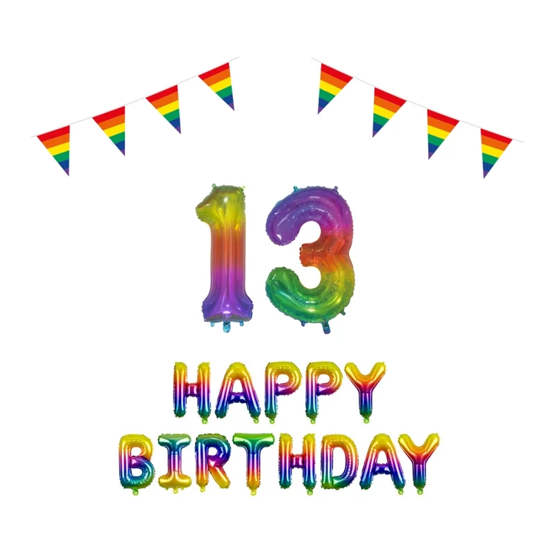 13 jaar Verjaardag Versiering Pakket Regenboog