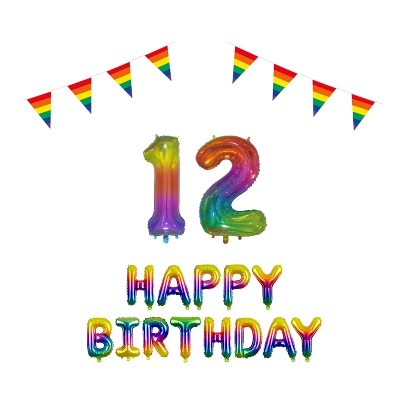 12 jaar Verjaardag Versiering Pakket Regenboog
