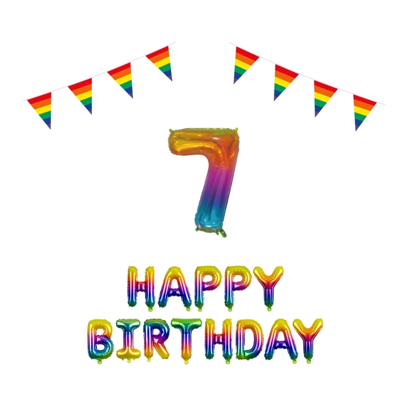 7 jaar Verjaardag Versiering Pakket Regenboog