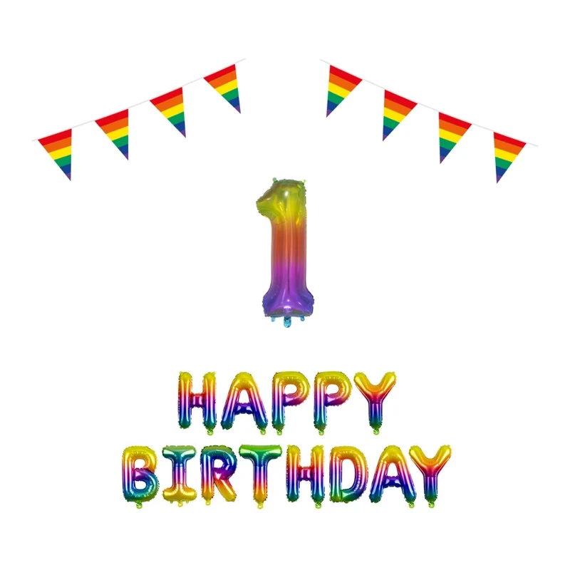 1 jaar Verjaardag Versiering Pakket Regenboog