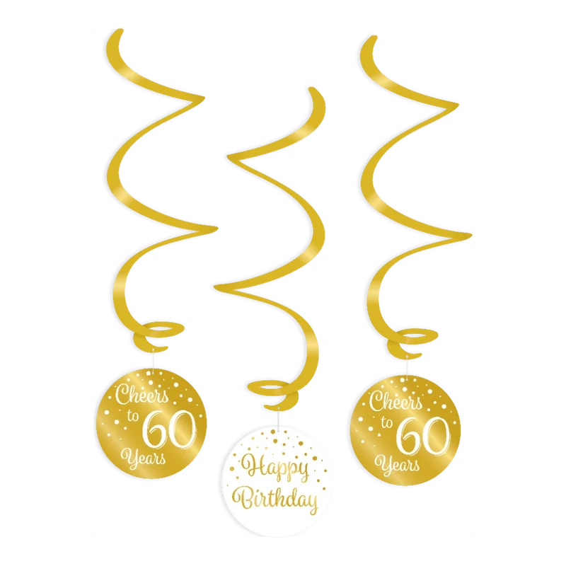 Swirl verjaardag decoratie 60 jaar goud