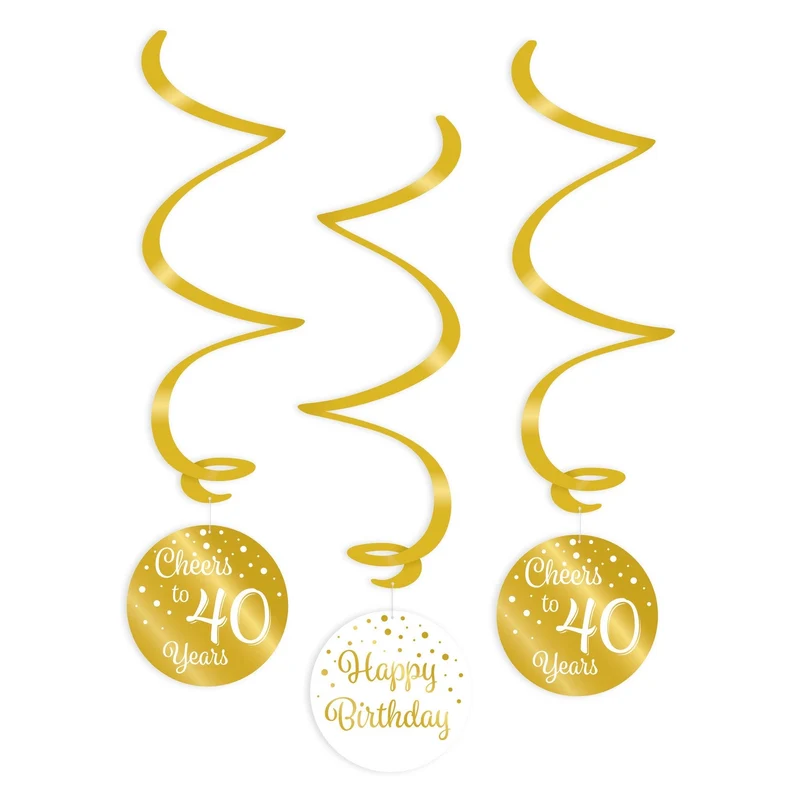 Swirl verjaardag decoratie 40 jaar goud
