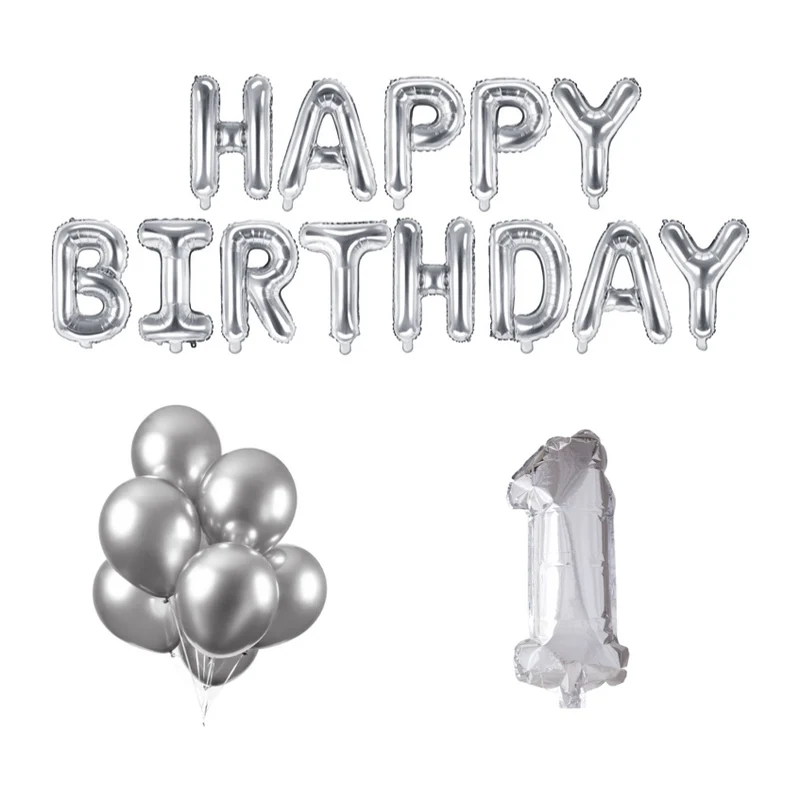 1 jaar Verjaardag Versiering Ballon Pakket zilver