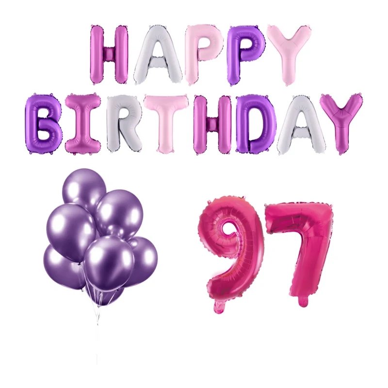 97 jaar Verjaardag Versiering Ballon Pakket Pastel & Roze