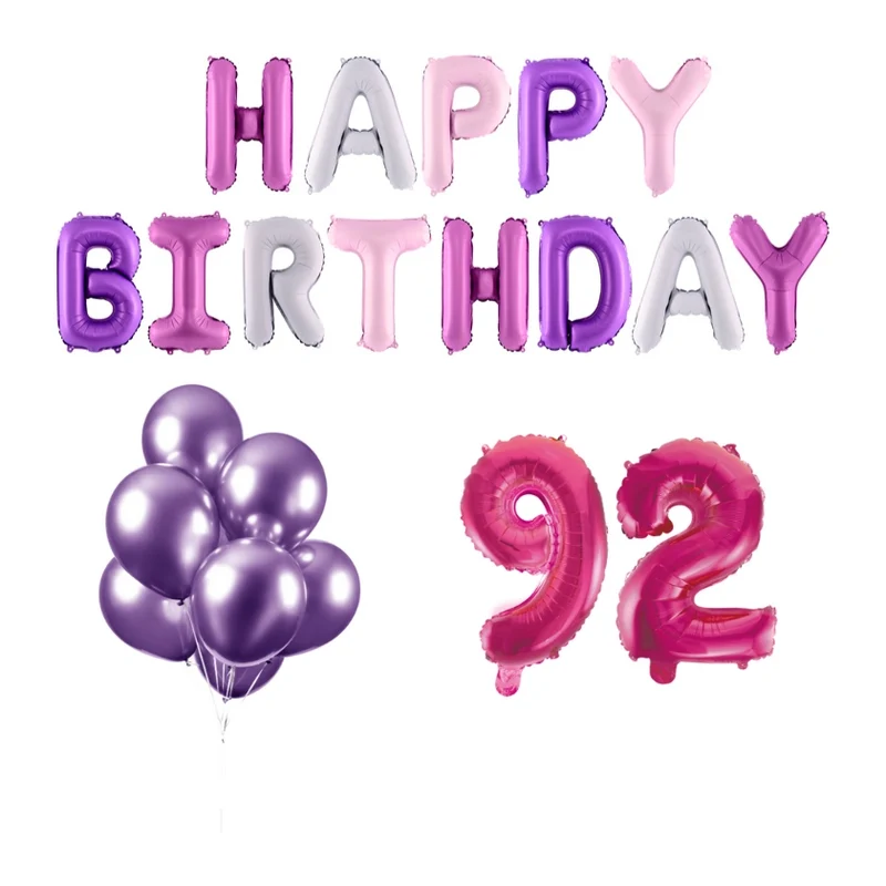 92 jaar Verjaardag Versiering Ballon Pakket Pastel & Roze