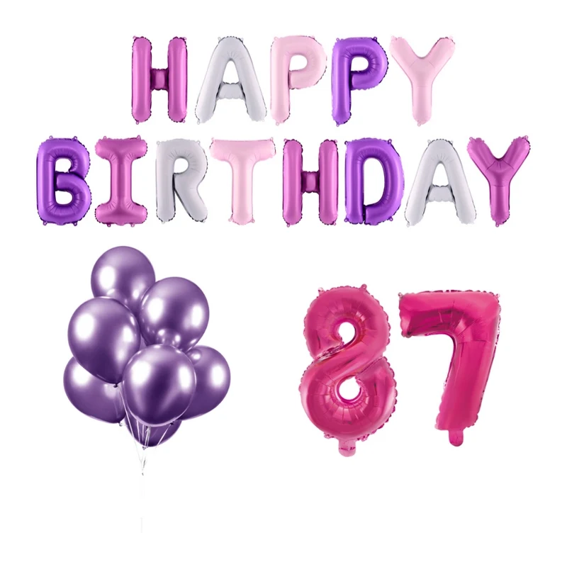 87 jaar Verjaardag Versiering Ballon Pakket Pastel & Roze